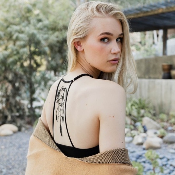 Black Dream Catcher Tattoo Sheer Back Brami Bra Bralette Boho Bohemian - Picture 2 of 4